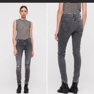 Allsaints Women's Black Grace Slashed Skinny Jeans